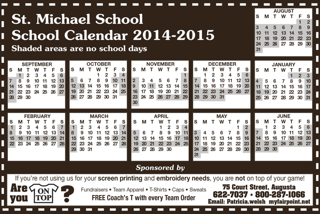 St. Michael School calendar